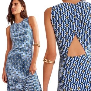 BODEN Cut-Out Jersey Midi‎ Dress Sleeveless Blue sapphire azure